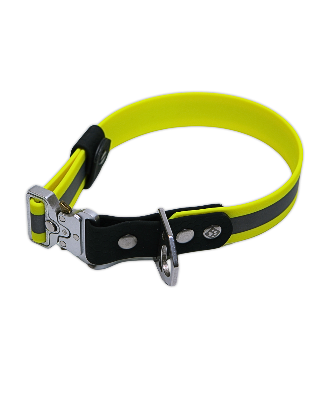 AniLux Hundehalsband Edelstahl - Reflektor Gelb und Schwarz