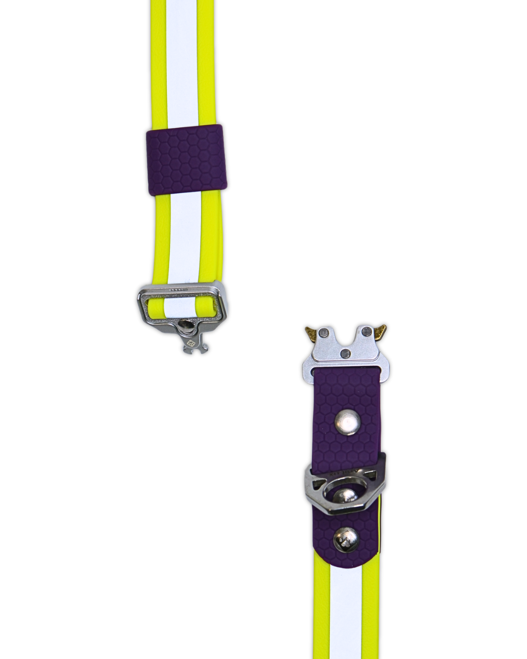 AniLux Hundehalsband Edelstahl - Reflektor Gelb und Violett