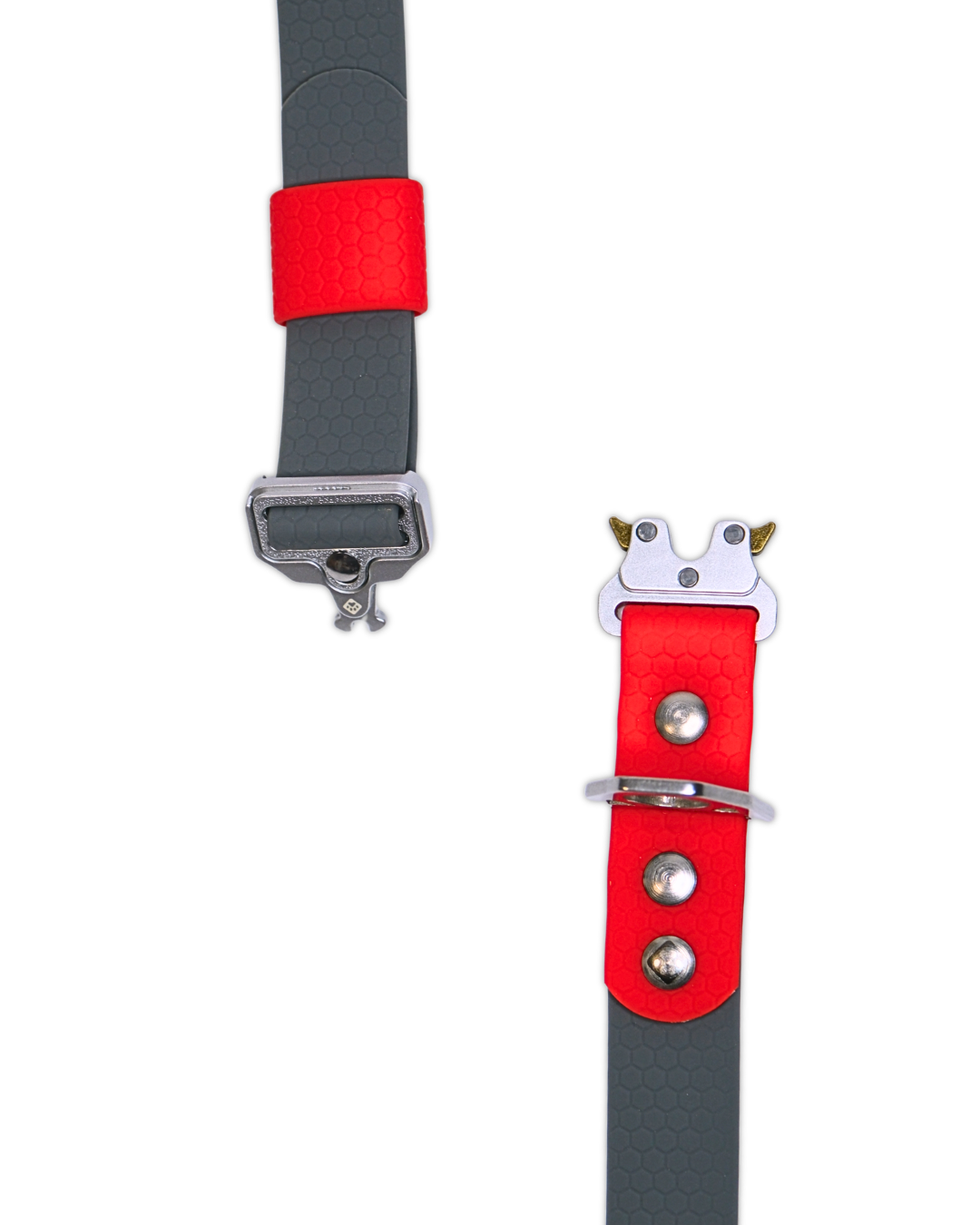 AniLux Hundehalsband Edelstahl - Rot und Grau