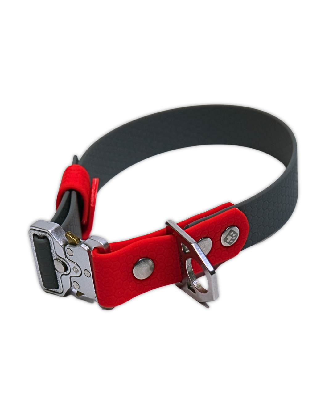 AniLux Hundehalsband Edelstahl - Rot und Grau