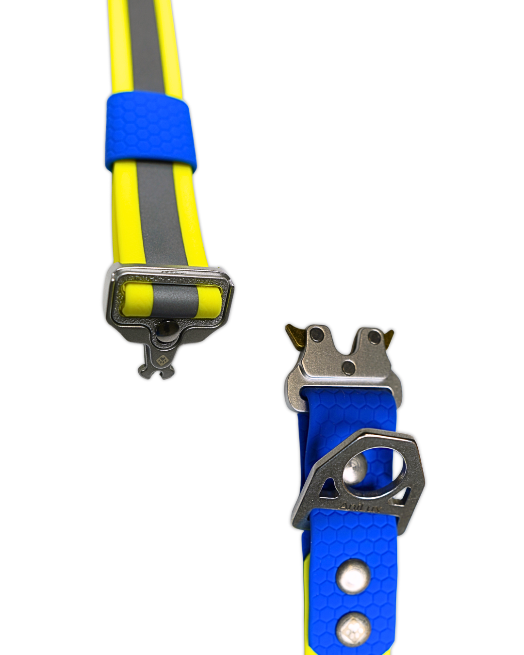AniLux Hundehalsband Edelstahl - Reflektor Gelb und Blau