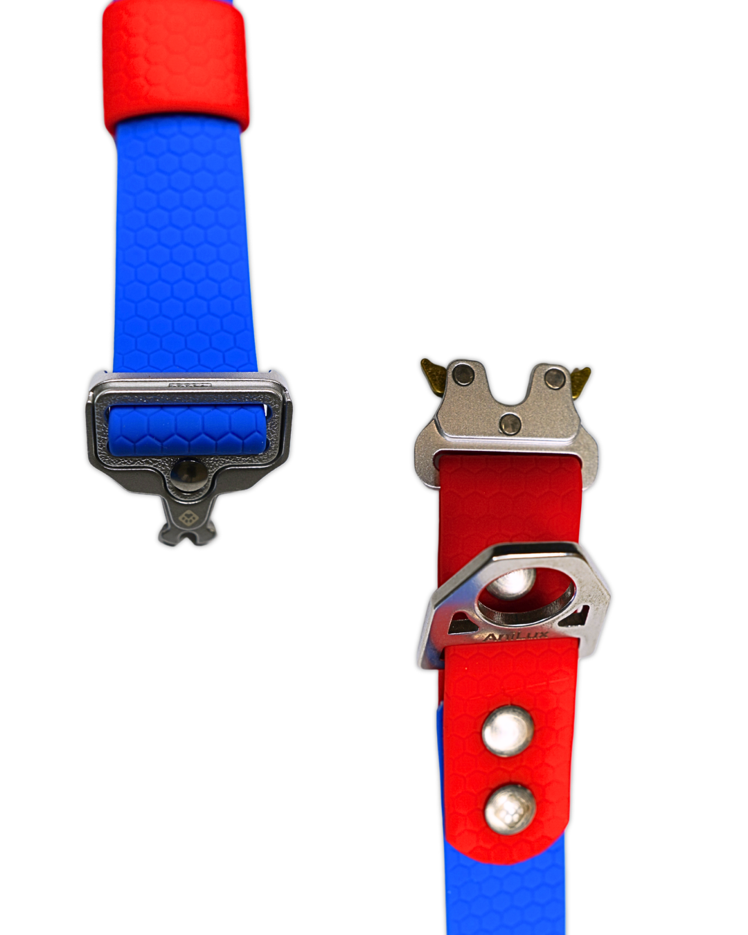 AniLux Hundehalsband Edelstahl - Rot und Blau