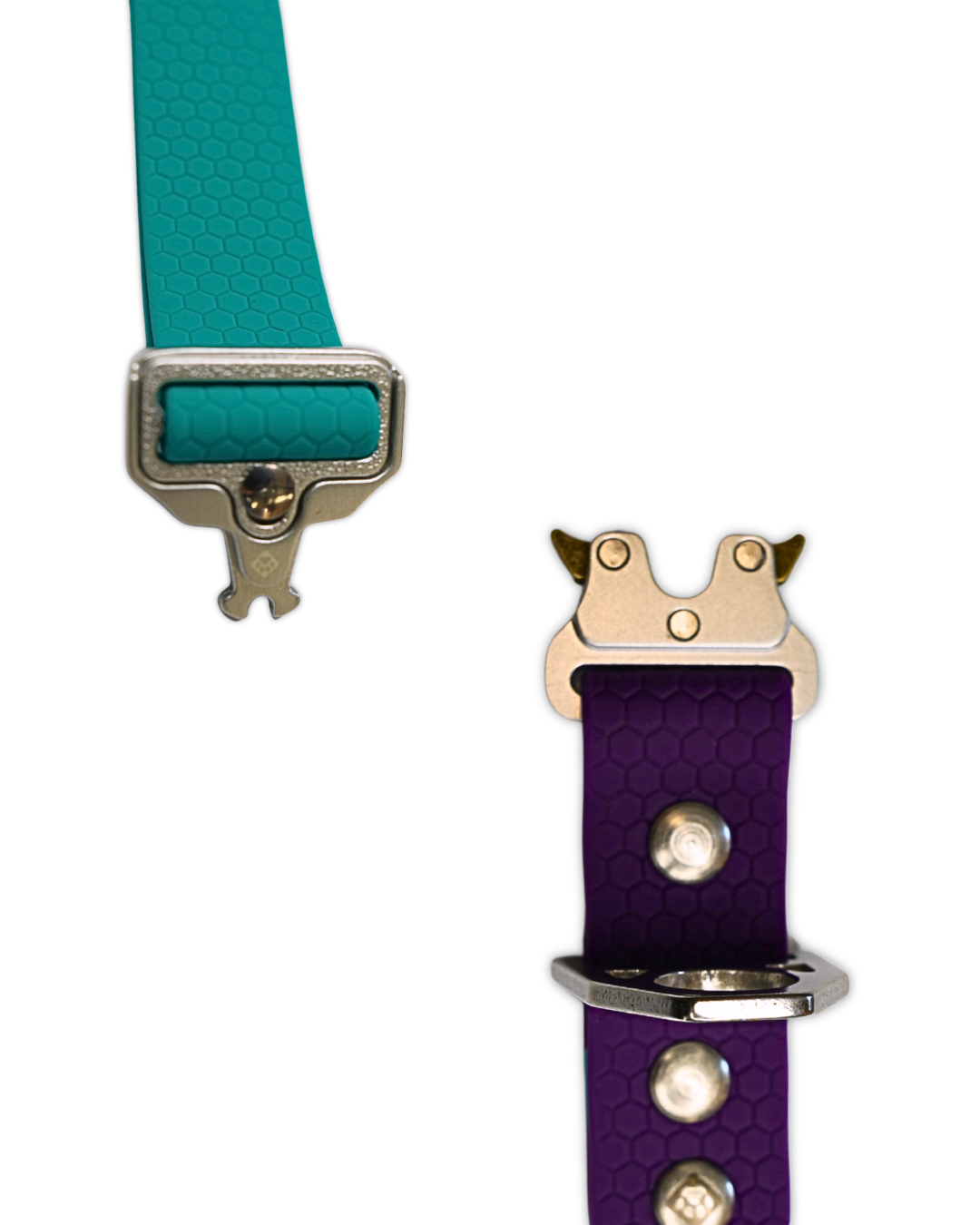 AniLux Hundehalsband Edelstahl - Violett und Grün