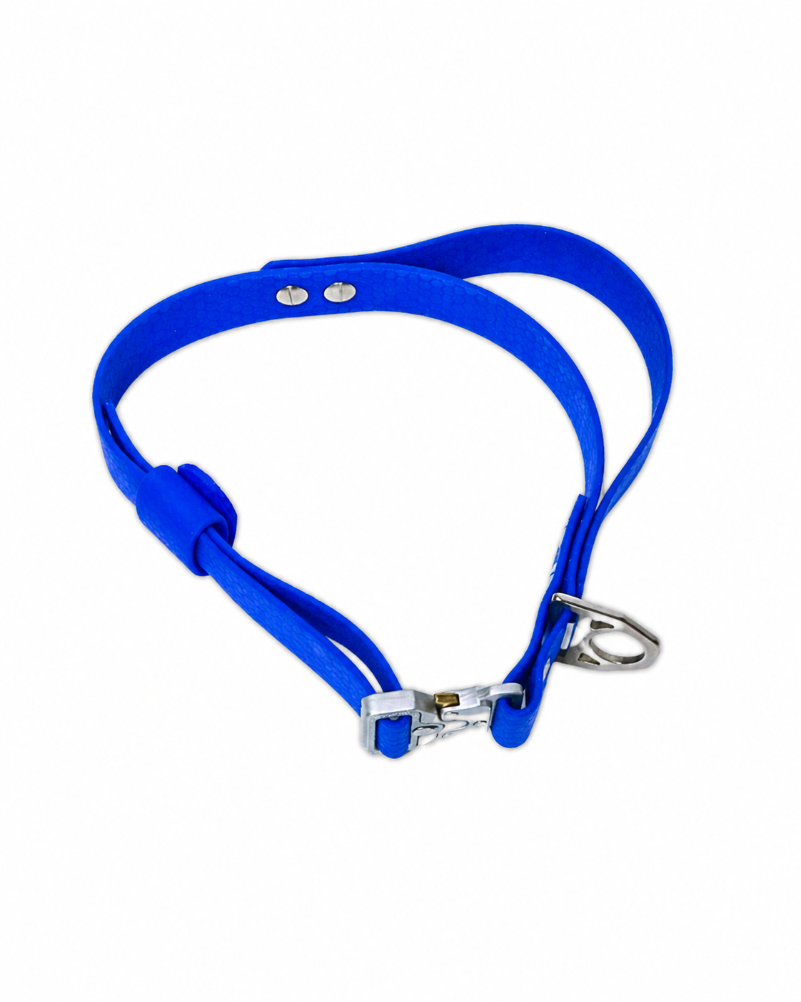 AniLux Hundehalsband Edelstahl mit Griff - Blau