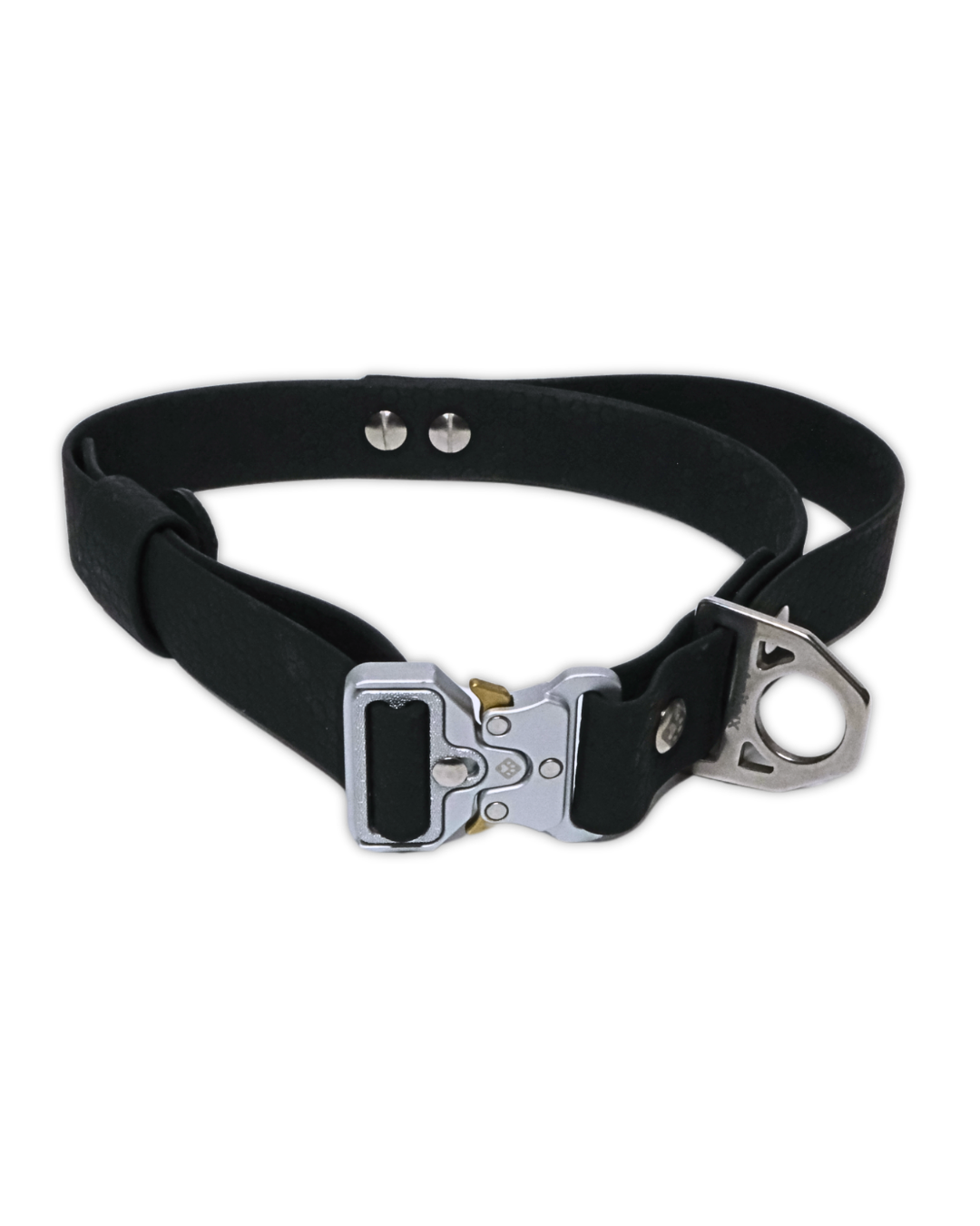 AniLux Hundehalsband Edelstahl mit Griff - Schwarz