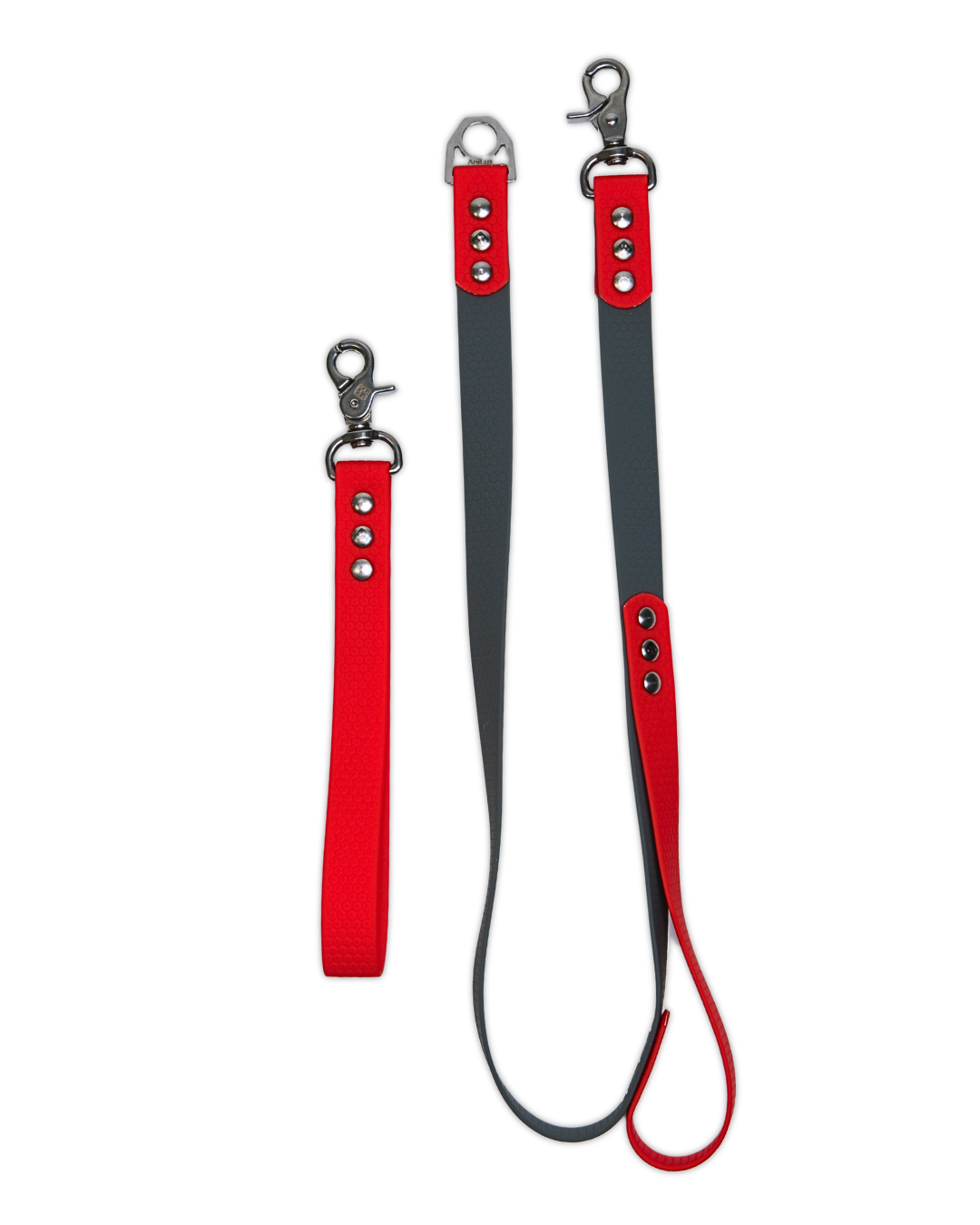 AniLux Hundeleine Edelstahl - Rot und Grau