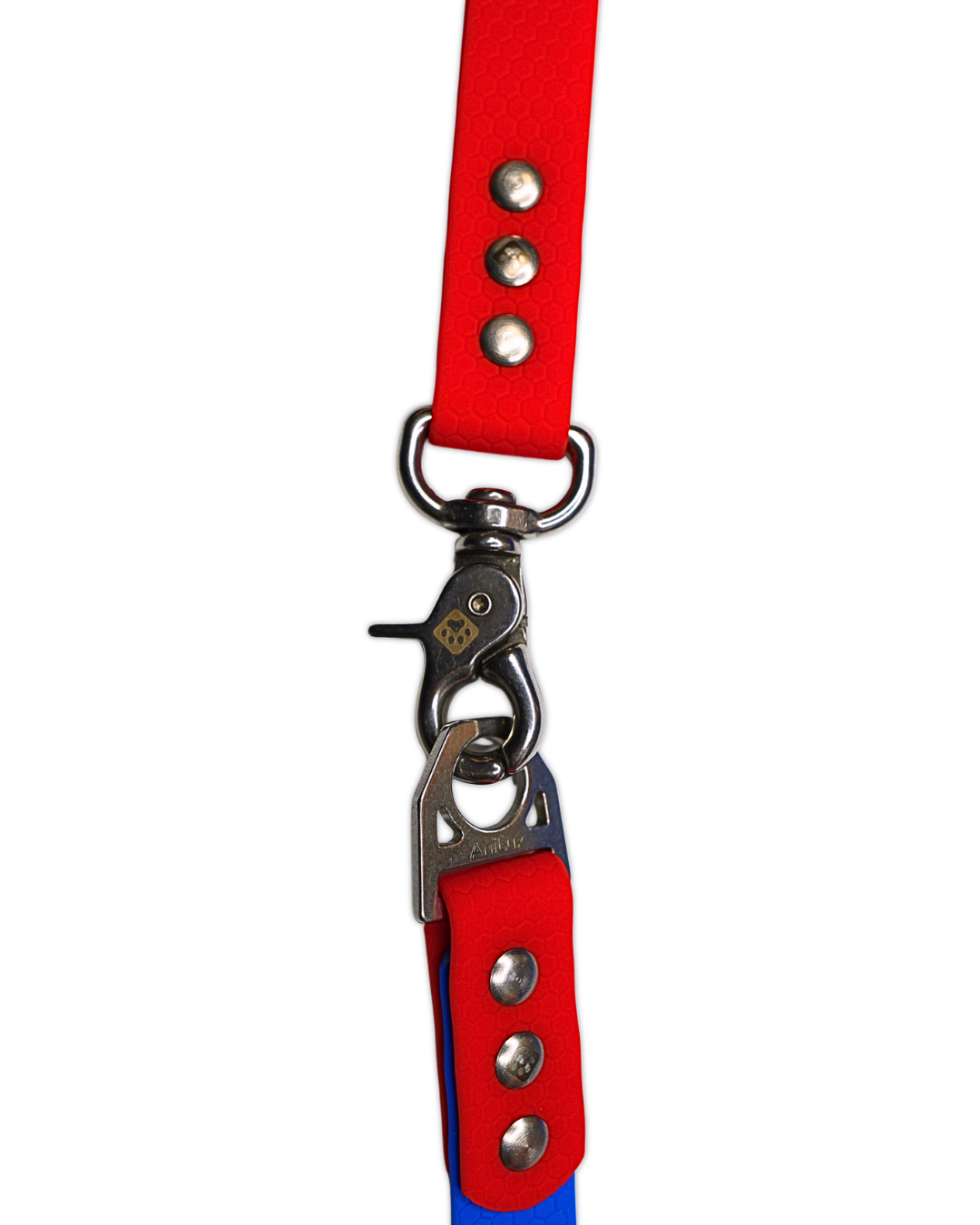 AniLux Hundeleine Edelstahl - Rot  und Blau