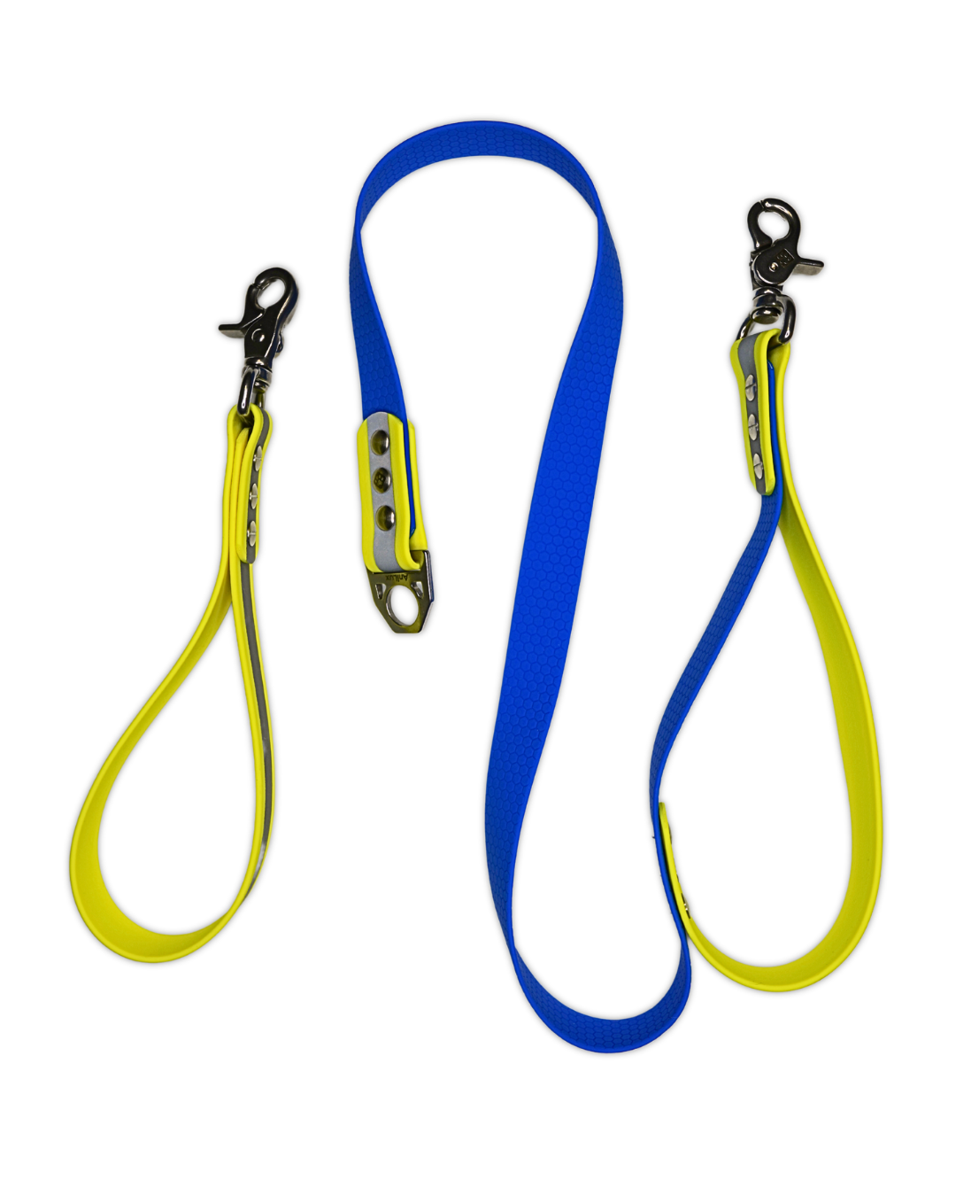 AniLux Hundeleine Edelstahl - Reflektor Gelb und Blau