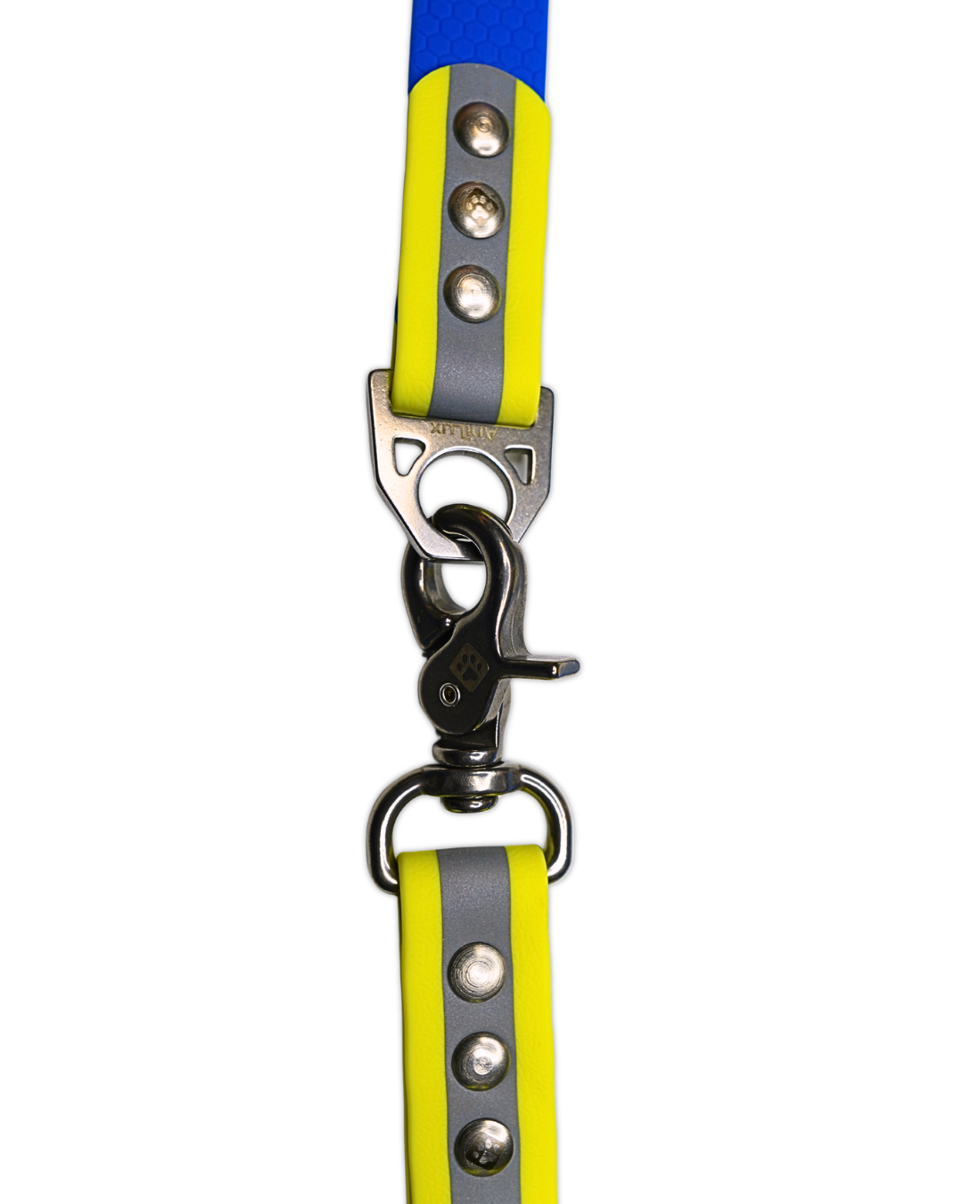 AniLux Hundeleine Edelstahl - Reflektor Gelb und Blau