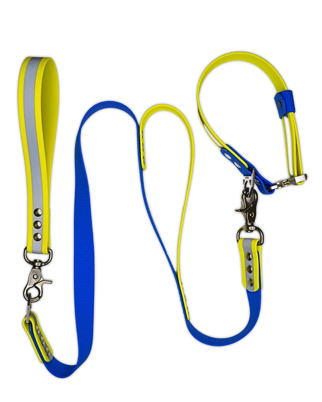 AniLux Hundeleine & Halsband Set - Reflektor Gelb und Blau - AniLux