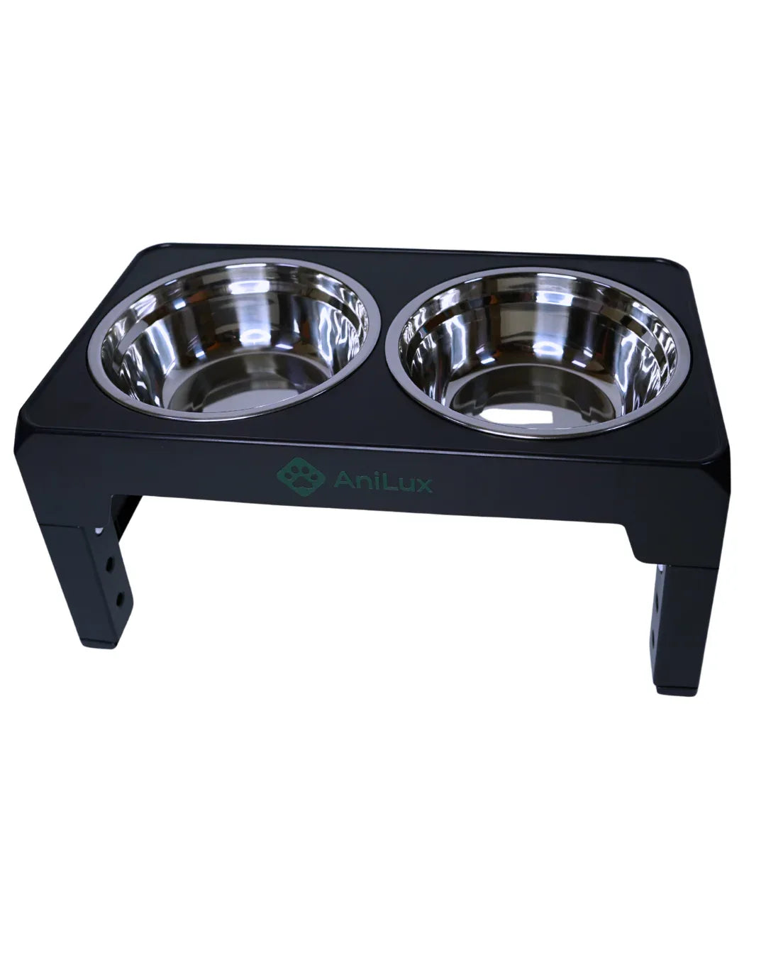 AniLux höhenverstellbare Futterstation mit Chromstahl-Näpfen